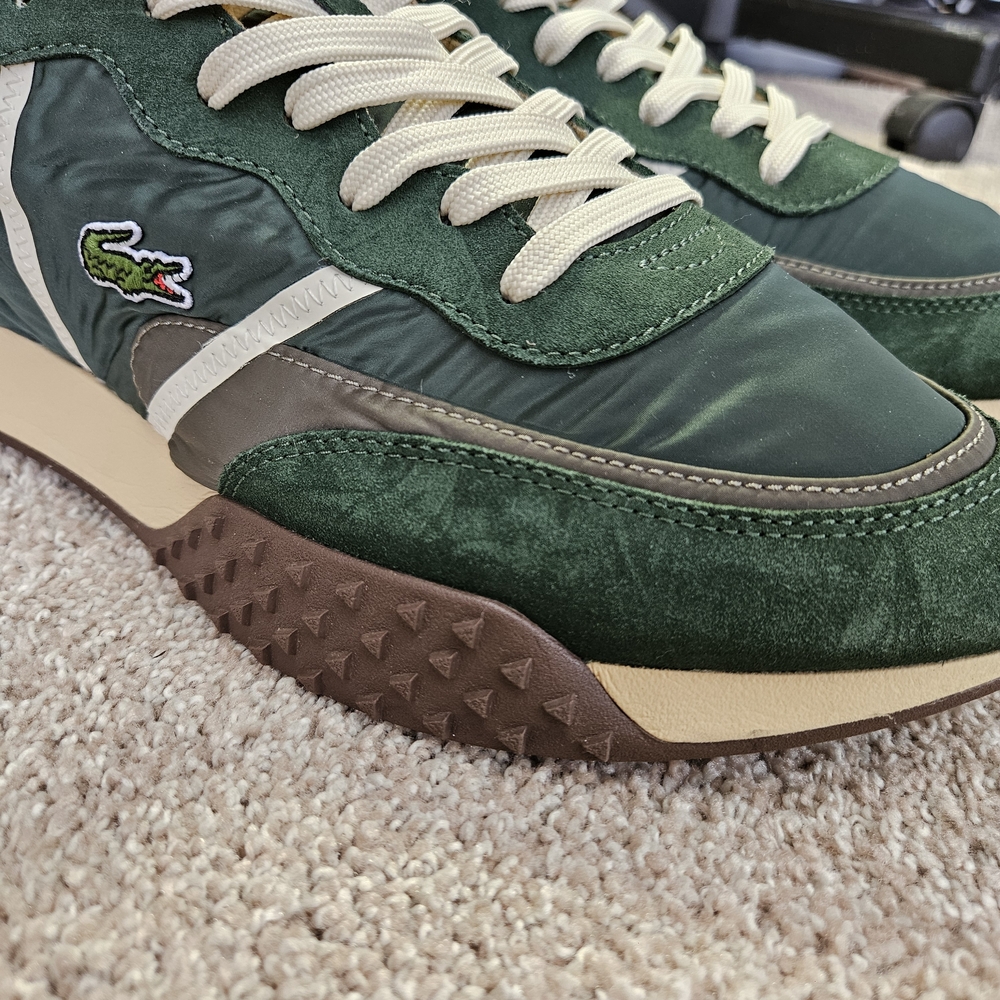 Lacoste L-spin Delux 3.0 Green Nylon & Suede Running Sneakers sz 12 No Box - Picture 9 of 14